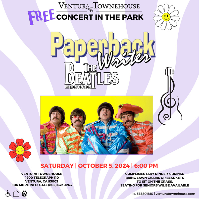 Concert in the Park flyer - Paperwriter: the Beatles Experience